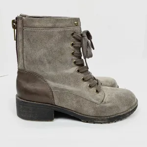 Madden Girl Mistley Grey Distressed Faux Leather Combat Ankle Boots thumbnail 6