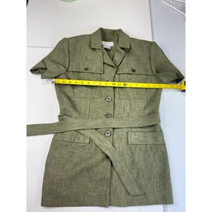 Dressbarn Olive Green Safari Style Short Sleeve Belted Shirt‎ Dress Sz 4 thumbnail 6