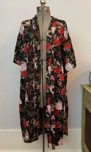 Gibson Latimer Floral Kimono Floral Boho Hippie Duster - Size Medium thumbnail 1