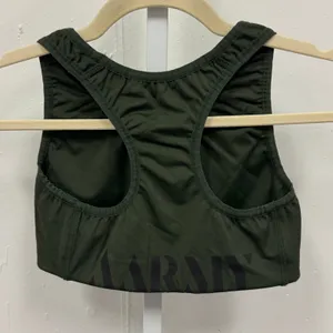 AARMY Racerback Sports Bra Small Logo Activewear‎ Workout Top Olive Green thumbnail 2