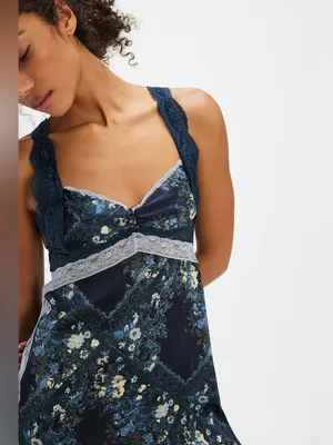 NWT Free People Just Dreamy Maxi Slip Dress- Indigo Combo $128 MSRP thumbnail 2