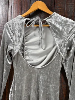 Future Collective Silver Ruched Velvet Long Sleeve Midi Dress thumbnail 6