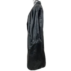 Jacqueline Ferrar Vintage 90s Black Leather Trench Coat Oversized Minimalist Long Coat - Size M thumbnail 7