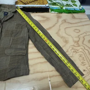 Y2K Gap Women's Brown Patchwork Plaid Herringbone Blazer Jacket Size 6 Earthtone thumbnail 13
