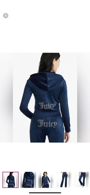 New JUICY COUTURE Y2K NAVY Velour Tracksuit Large thumbnail 8