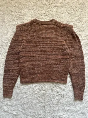 Madewell Prentiss Sweater Spacedye Shoulder Tuck Pullover Autumn Brown Sz L thumbnail 3