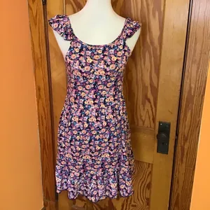 Bright Floral Feminine Ruffled Sun Dress thumbnail 8