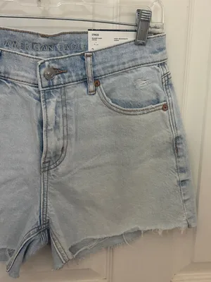NWT!! American Eagle Super High Rise Relaxed Strigid Distressed Short thumbnail 6