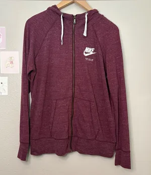 Nike full zip hoodie red white logo casual trendy preppy quiet luxury large thumbnail 1