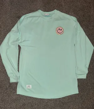 Southern Charm Simply Southern Live Happy Sparkle Pink Smiley Long Sleeve Pom Pom Jersey thumbnail 1
