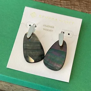 Kendra Scott Womens‎ Marty Mother-of-Pearl Drop Earrings Silver Black OS NWT thumbnail 2