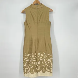 Kay Unger Raw Silk Embroidered Lace Style High‎ Neck Size 6 Cocktail Formal thumbnail 2