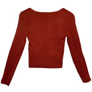 Abercrombie & Fitch Brown Knit Square Neck Long Sleeve Cropped Sweater Size M thumbnail 3