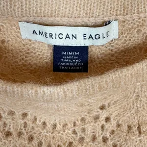 American Eagle Lace Knit Sweater Tan Long Sleeve Boat Neck‎ Women's M NWT thumbnail 2