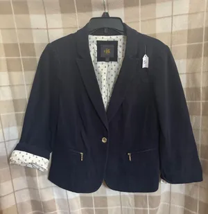 Classic Navy Blazer with Patterned Lining Blue Size M thumbnail 1