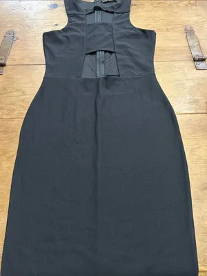 Missguided Black Cutout Bodycon Midi Dress Size 6 Sleeveless Cocktail Party thumbnail 4