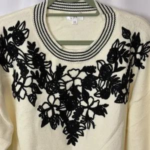 Krush Kandy Sweetest Devotion Floral Stripe Embroidered Sweater 3X Boho Soft thumbnail 4
