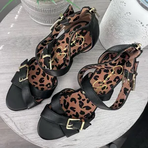 Jessica Simpson Eugenia Black Leather 3” Heels Shoes Gold Buckle Detail Size 7.5 thumbnail 1