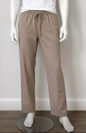 ZARA men,s Taupe Solid Jogger Pants Pockets Drawstring Elastic Waist XL thumbnail 1