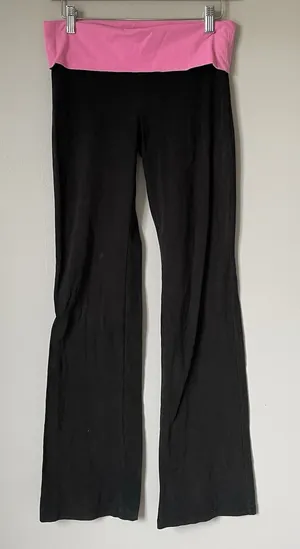 Vintage y2k 2000's Victoria's Secret PINK Fold Over Logo Flare Leggings Small thumbnail 1