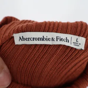 Abercrombie & Fitch Womens Ribbed Mock Neck Long Sleeve Bodysuit Rust Orange L thumbnail 3