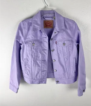LEVI’S Lavender Denim Front Button Long Sleeves Pockets Trucker Jean Jacket XS thumbnail 1