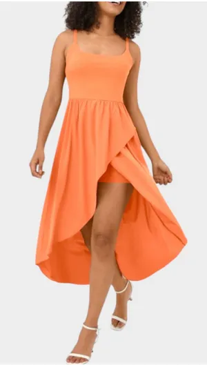 Size M Halara High Low 2-Piece Pocket Flowy Midi Quick Dry Casual Dress Flamingo thumbnail 1