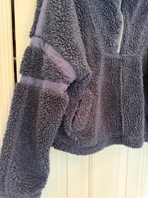 Free People Movement Fluffy Blue Small Women's Fleece Quarter Zip Oversized thumbnail 2
