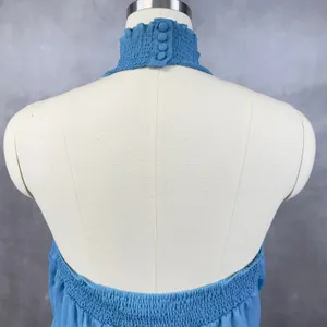 Y2K Going Out Ruffle Halter Top Womens Large Smocked Back Coquette Fairy Dainty‎ thumbnail 4