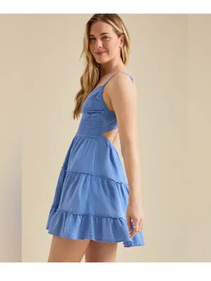 Altar'd State June Blue Crochet Mini Dress Small thumbnail 3