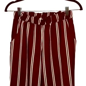 Honey Punch Wide Leg Boho Crop Pants Red & White Striped Trousers Size Small thumbnail 4