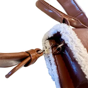 Forever 21 Light Brown and Cream Faux Shearling-Trim Crossbody Mini Bag thumbnail 3