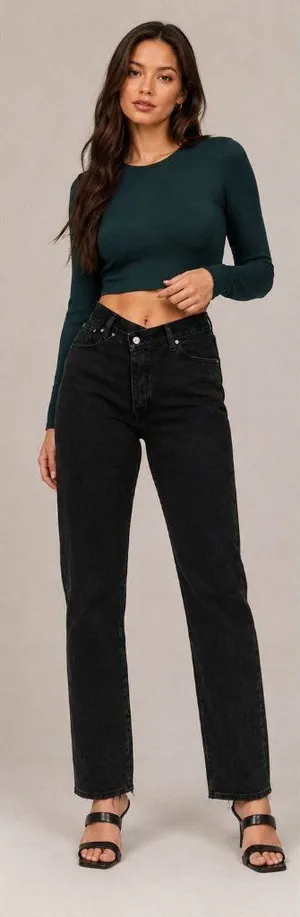 Abercrombie Fitch Dad High Rise Jeans Crossover V Waist Size 25 thumbnail 1