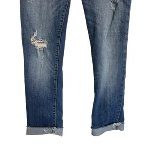Judy Blue Distressed Skinny Jeans Blue Mid Rise Raw Hem Cuffed‎ Denim 30x28 thumbnail 4