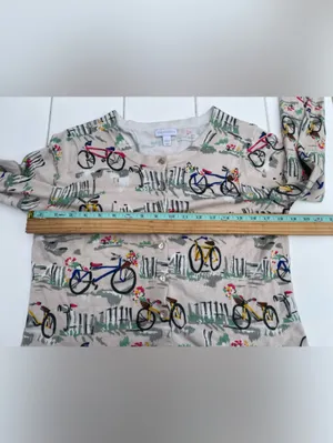 Charter Club Retro Bicycle and Garden Button Up Cardigan, Size L thumbnail 5