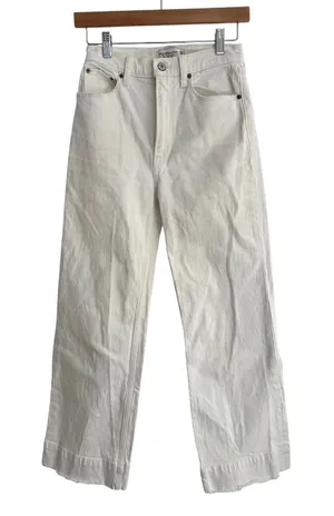 Abercrombie & Fitch Ultra High Rise Cropped Wide Leg Jeans White Size 24 thumbnail 1