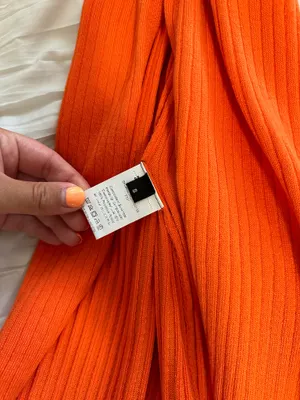 Amazon Orange V-Neck Knit Midi Dress thumbnail 3