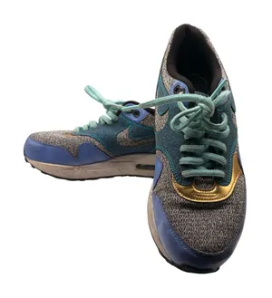 Nike Air Max Blue Gray Yellow Athletic Sneakers Size 7.5 Casual Sport Shoes thumbnail 1