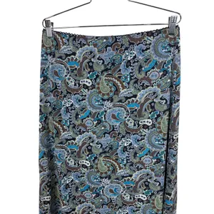 IN Studio San Francisco Paisley Midi Skirt Navy Blue Lettuce Edge XL thumbnail 2