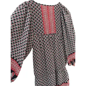 Ulla Johnson Bazaar Silk Mini Blouson Dress Light Indian Floral Print Size 2 thumbnail 13