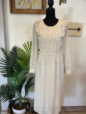 Madewell Cream Midi Dress with Black Polka Dots thumbnail 5