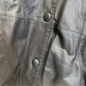 Vintage 80s Wilsons Black Leather Paisley Print Long Sleeve Coat‎ Size M thumbnail 10