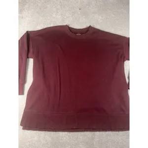 Aerie Women Sweatshirt L Burgundy Oversized Crewneck Fleece Pullover Cozy Loung thumbnail 2