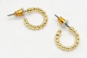 Ashlyn Gold Mini Hoops – Dainty Beaded Open Hoops, Everyday Minimalist J… thumbnail 1