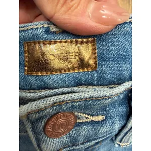 MOTHER High Waisted Rider Ankle Fray Jeans 24 Distressed Straight Blue USA thumbnail 5