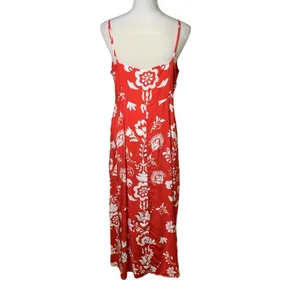 YAS Red Tropical Floral Boho Maxi Dress XL | Resort‎ Beach Vacation Sundress NWT thumbnail 6