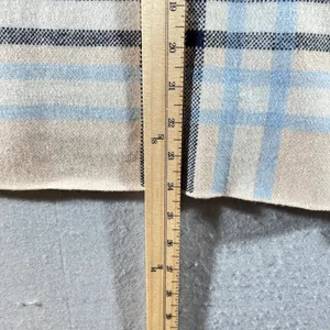 793 | Tahari Plaid Mock Neck Boxy Knit Sweater Tan Blue Women‎ XL thumbnail 4