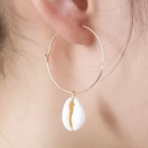 Free People Brand New Summer Boho Chic Seashell Beach Hoop Earrings thumbnail 1