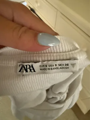 ZARA White Ruffle Top thumbnail 3
