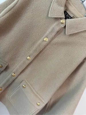 J.Crew Bouclé Shirt Jacket Sandstone Tan NWT Medium thumbnail 4